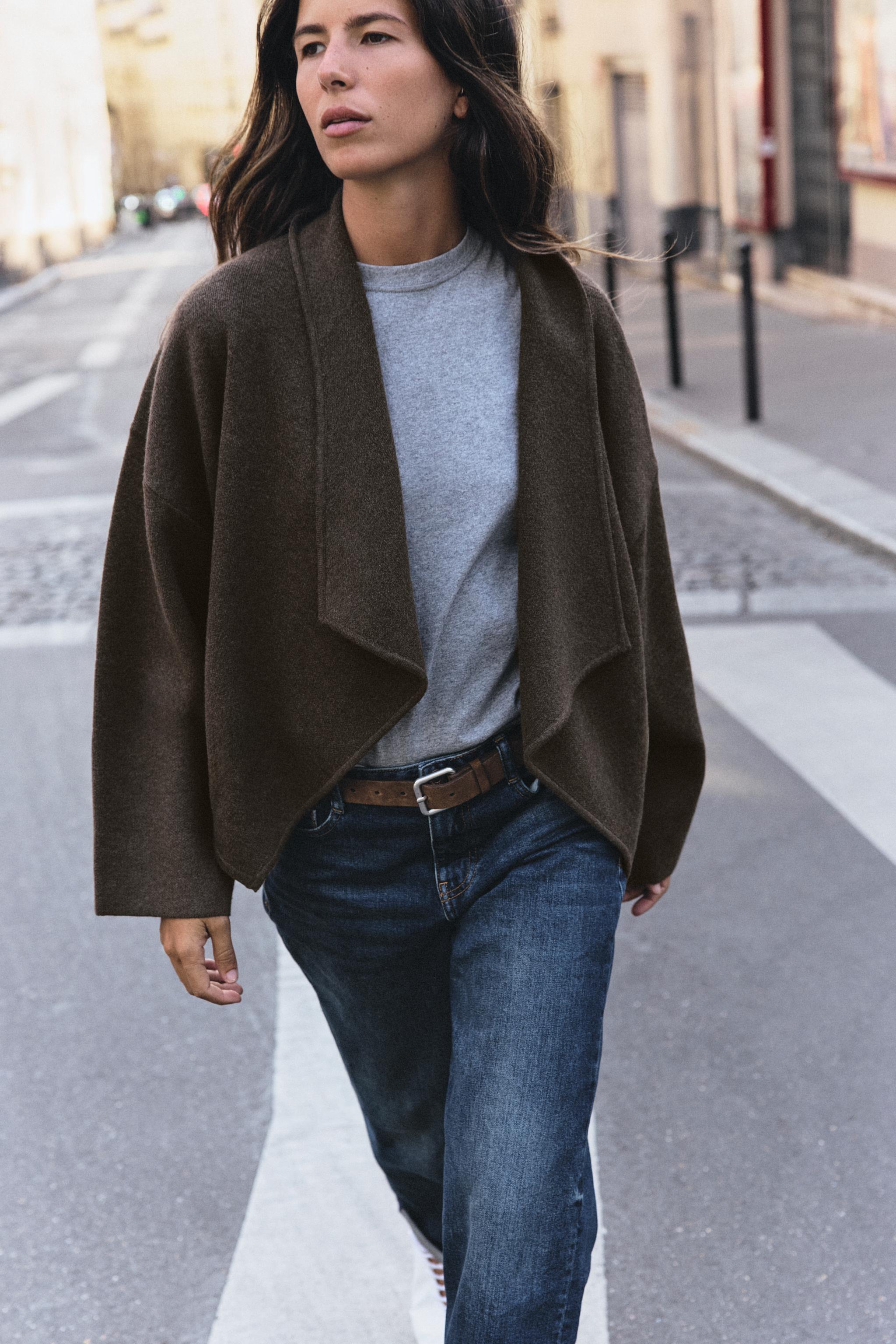OPEN-FRONT KNIT JACKET